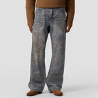 Reproduced washed straight-leg denim jeans